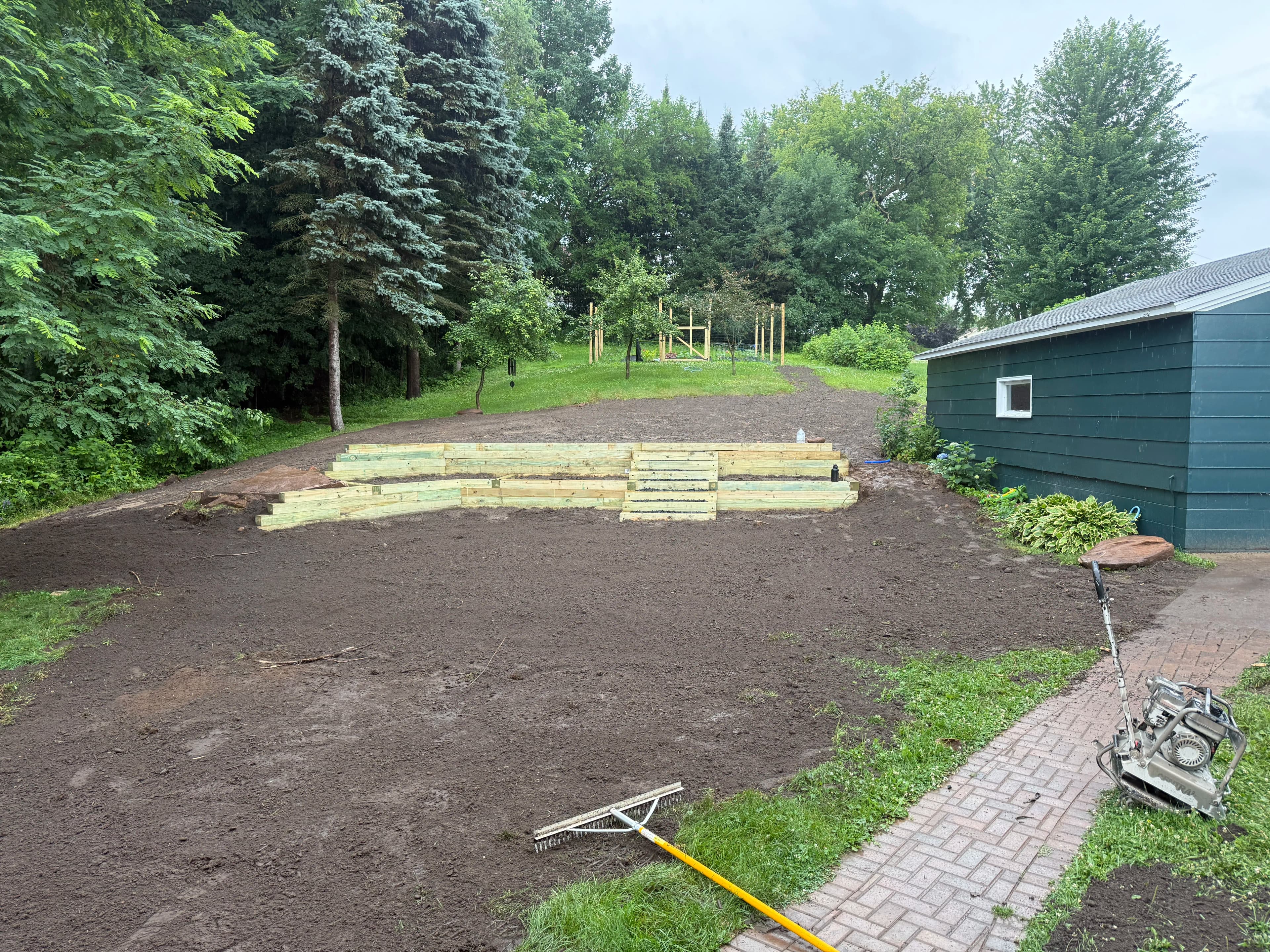 Project Retaining Wall Removal, Paver Walkway and Patio Build With Lighting image