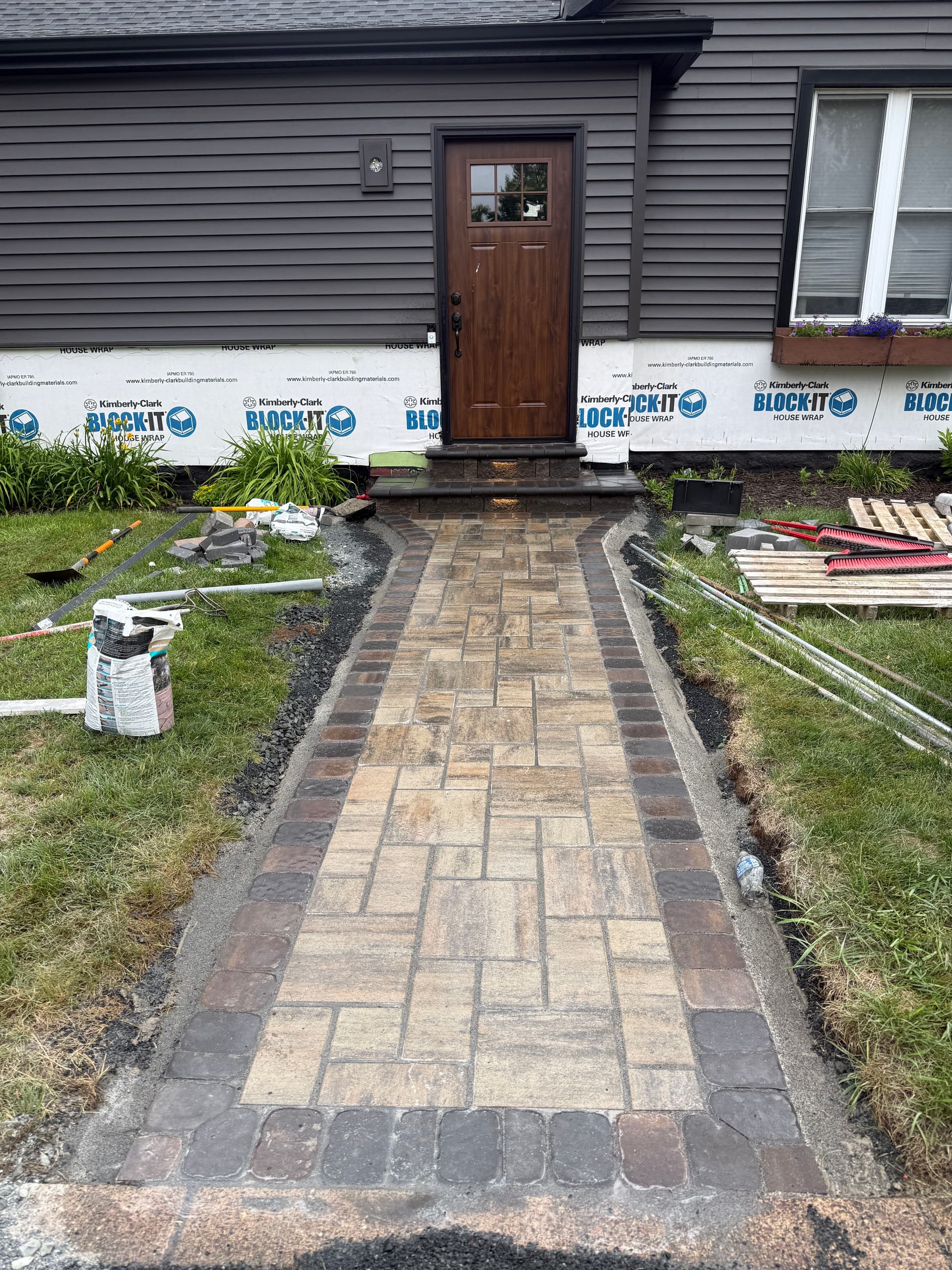 Gallery photos for Retaining Wall Removal, Paver Walkway and Patio Build With Lighting: Image #2