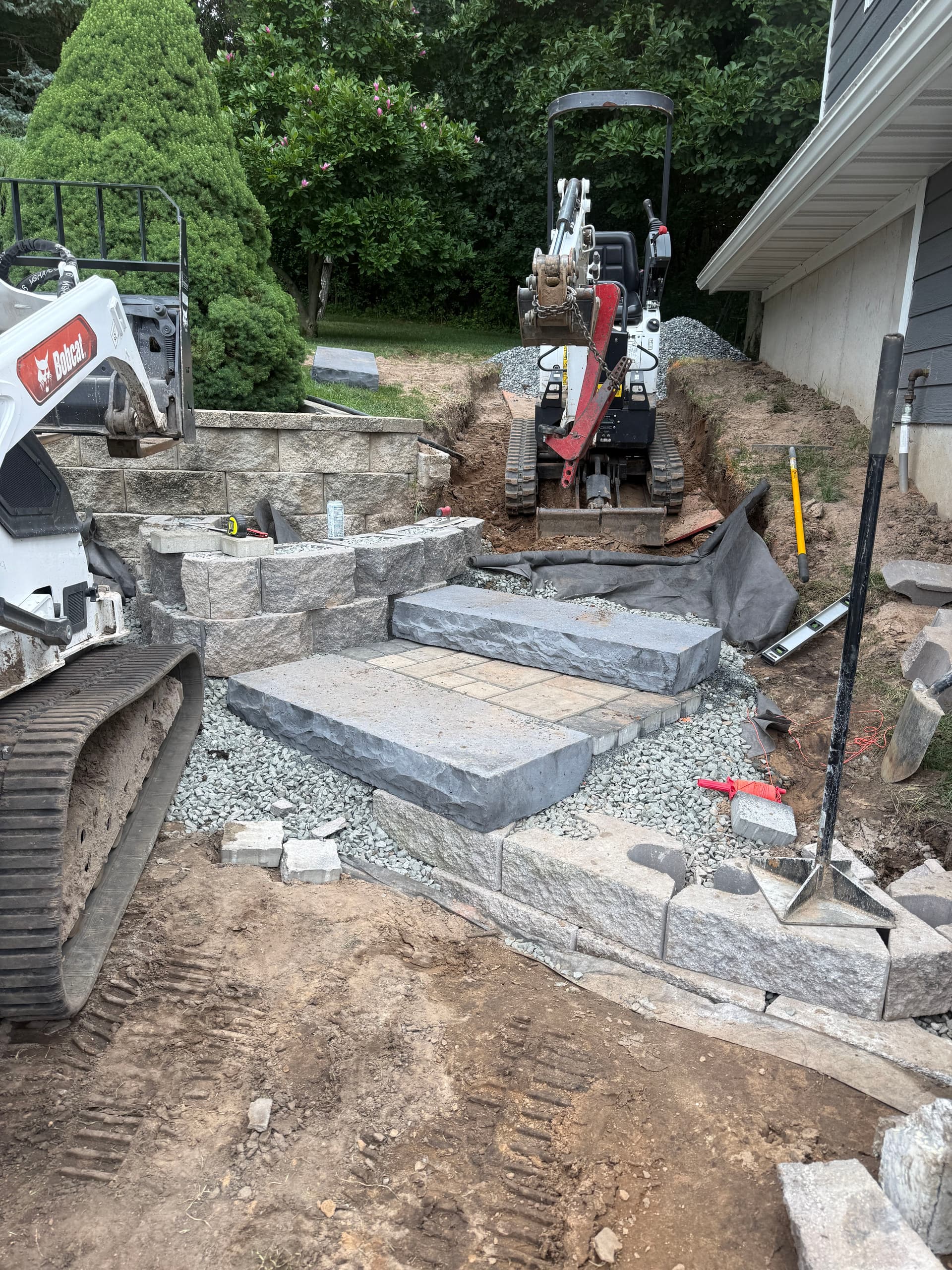 Gallery photos for Sloped Entrance Gets a Full Step and Retaining Wall Rebuild: Image #2