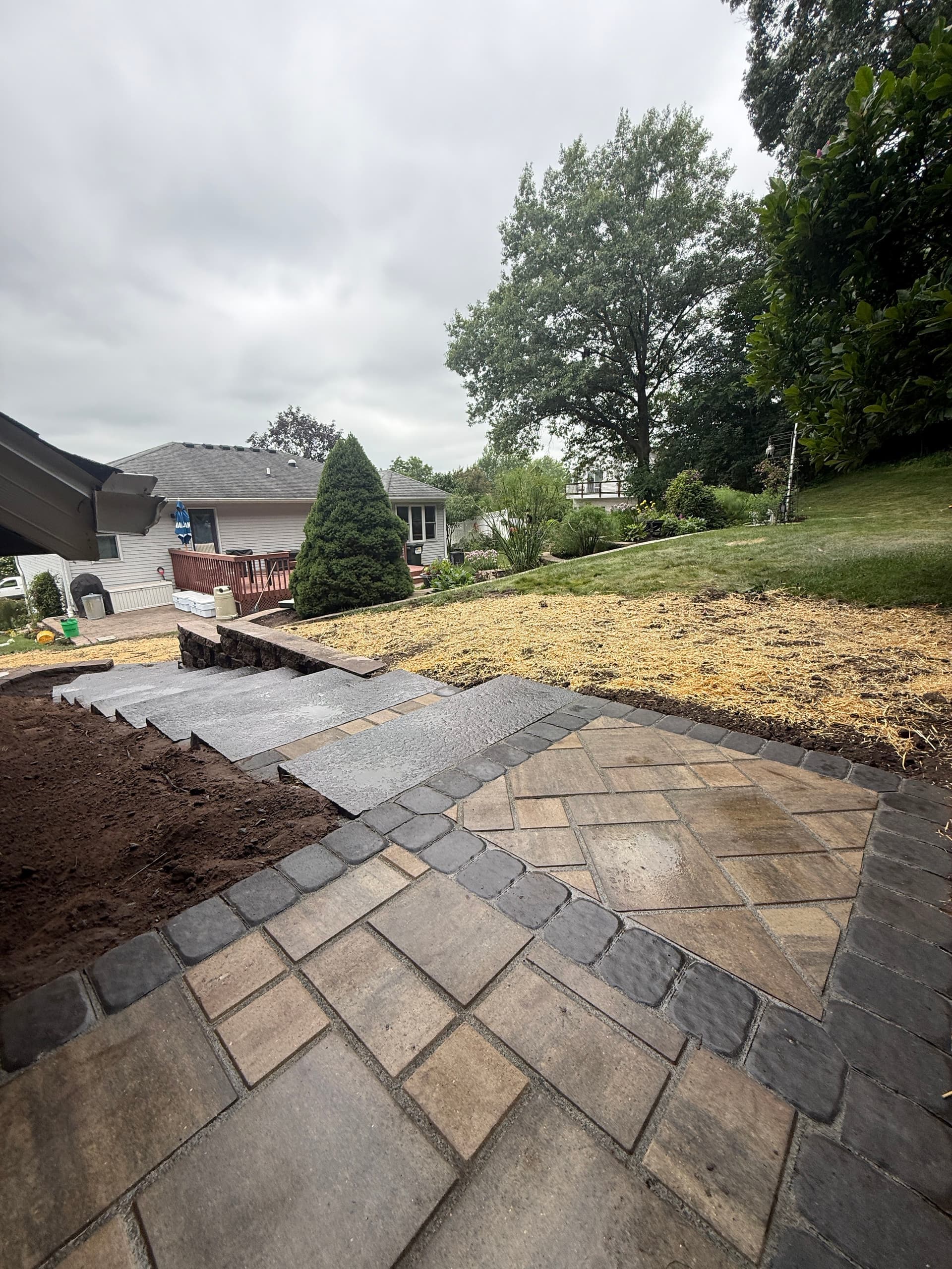 Gallery photos for Sloped Entrance Gets a Full Step and Retaining Wall Rebuild: Image #1
